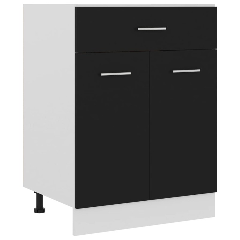 Schubunterschrank Schwarz 60x46x81,5 cm Holzwerkstoff Schubunterschrank Schwarz 60x46x81,5 cm Holzwerkstoff