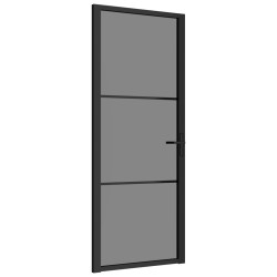 Innentür 83x201,5 cm Schwarz ESG-Glas und Aluminium