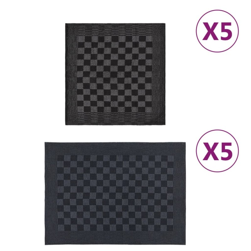 10-tlg. Handtuch-Set Schwarz und Grau Baumwolle 10-tlg. Handtuch-Set Schwarz und Grau Baumwolle