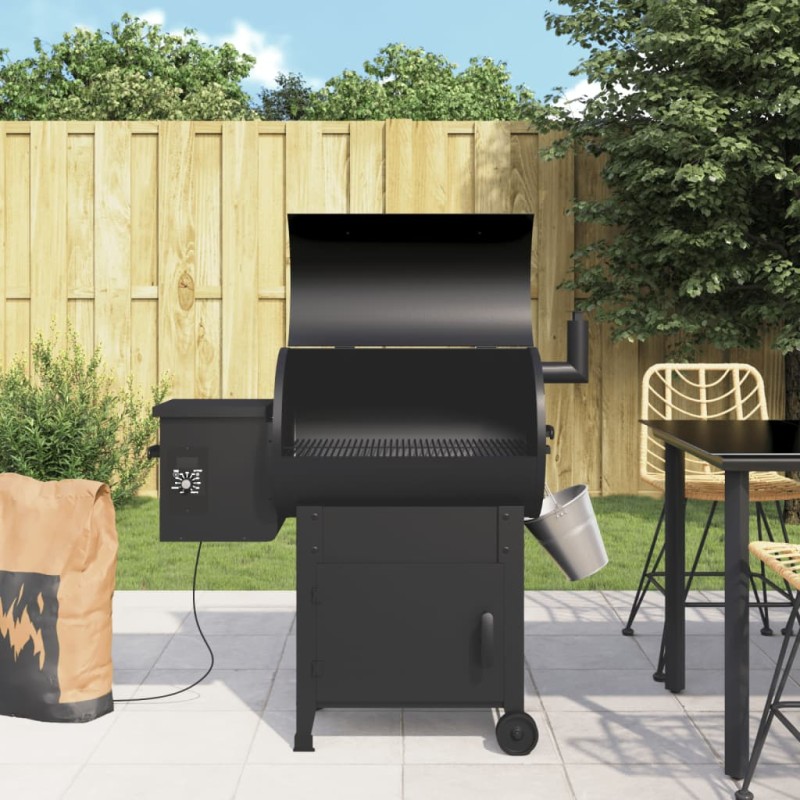 Pelletgrill mit Schornstein Schwarz 104 cm Eisen Pelletgrill mit Schornstein Schwarz 104 cm Eisen