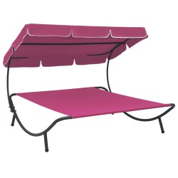 vidaXL Sonnenliege mit Sonnendach Rosa