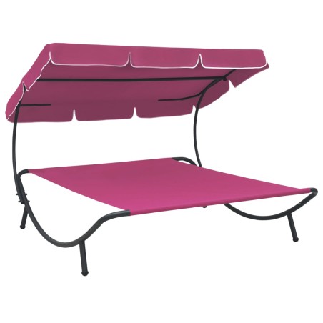 vidaXL Sonnenliege mit Sonnendach Rosa