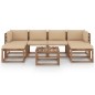 7-tlg. Garten-Lounge-Set aus Paletten mit Kissen Kiefernholz 7-tlg. Garten-Lounge-Set aus Paletten mit Kissen Kiefernholz