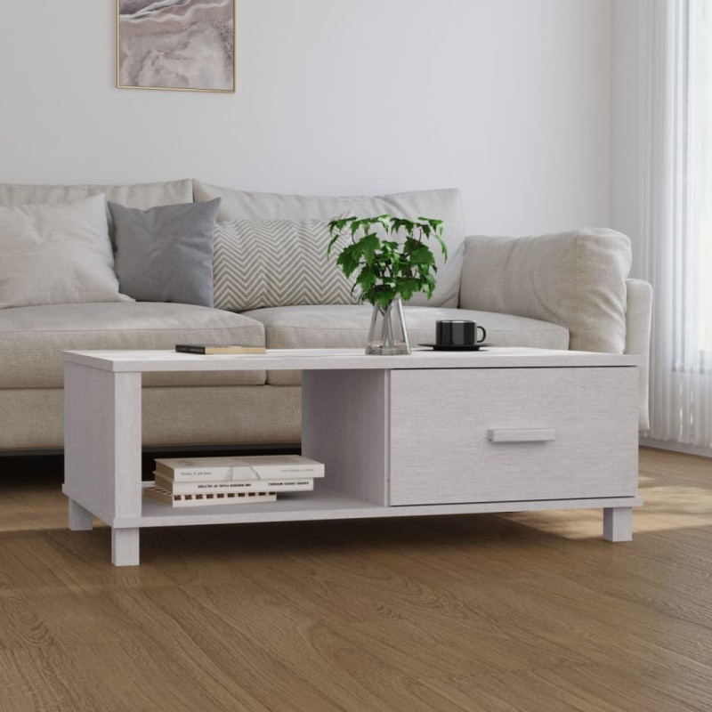 Couchtisch HAMAR Weiß 100x55x35 cm Massivholz Kiefer Couchtisch HAMAR Weiß 100x55x35 cm Massivholz Kiefer