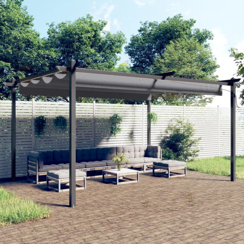 Pavillon mit Ausziehbarem Dach 4x3 m Anthrazit Pavillon mit Ausziehbarem Dach 4x3 m Anthrazit