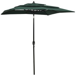 vidaXL Sonnenschirm mit Aluminium-Mast 3-lagig Grün 2x2 m   
