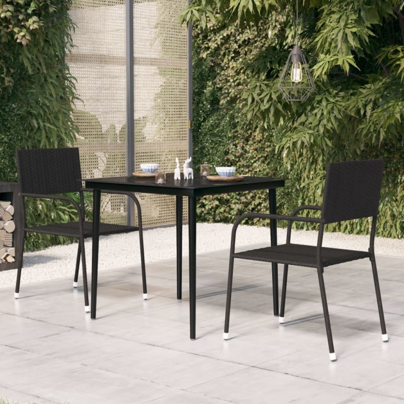 Garten-Esstisch Schwarz 80x80x74 cm Stahl und Glas Garten-Esstisch Schwarz 80x80x74 cm Stahl und Glas
