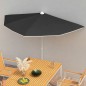 Halb-Sonnenschirm mit Mast 180x90 cm Schwarz Halb-Sonnenschirm mit Mast 180x90 cm Schwarz