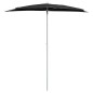 Halb-Sonnenschirm mit Mast 180x90 cm Schwarz Halb-Sonnenschirm mit Mast 180x90 cm Schwarz