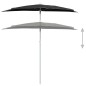 Halb-Sonnenschirm mit Mast 180x90 cm Schwarz Halb-Sonnenschirm mit Mast 180x90 cm Schwarz
