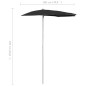 Halb-Sonnenschirm mit Mast 180x90 cm Schwarz Halb-Sonnenschirm mit Mast 180x90 cm Schwarz