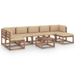 8-tlg. Garten-Lounge-Set mit Beigen Kissen