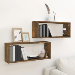 vidaXL Würfelregale 2 Stk. Räuchereiche 60x15x23 cm Holzwerkstoff