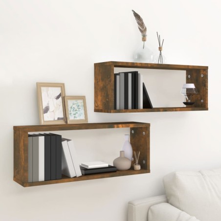 vidaXL Würfelregale 2 Stk. Räuchereiche 60x15x23 cm Holzwerkstoff