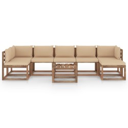 8-tlg. Garten-Lounge-Set mit Beigen Kissen