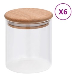 vidaXL Vorratsgläser mit Bambusdeckel 6 Stk. 600 ml 
