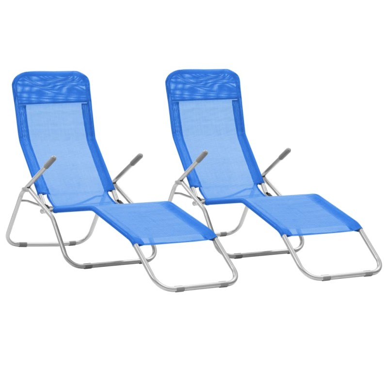 Klappliegen 2 Stk. Textilene Blau Klappliegen 2 Stk. Textilene Blau