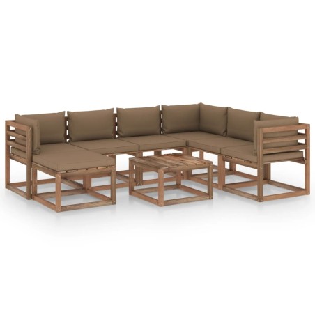 8-tlg. Garten-Lounge-Set mit Kissen Taupe