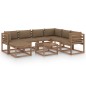 8-tlg. Garten-Lounge-Set mit Kissen Taupe