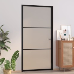 vidaXL Innentür 102,5x201,5 cm Schwarz Mattglas und Aluminium