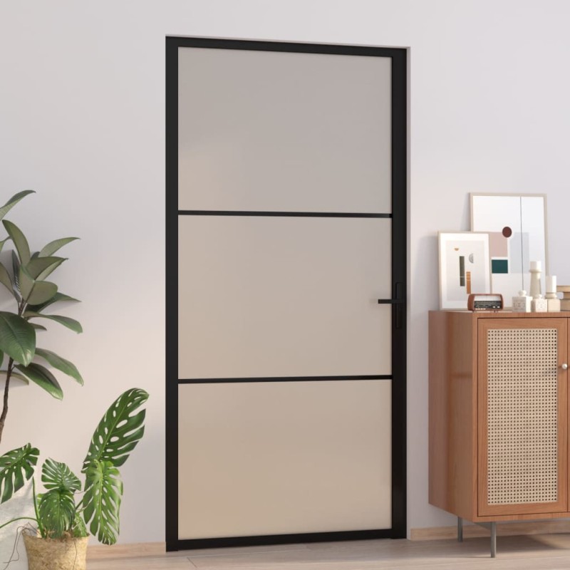 vidaXL Innentür 102,5x201,5 cm Schwarz Mattglas und Aluminium vidaXL Innentür 102,5x201,5 cm Schwarz Mattglas und Aluminium