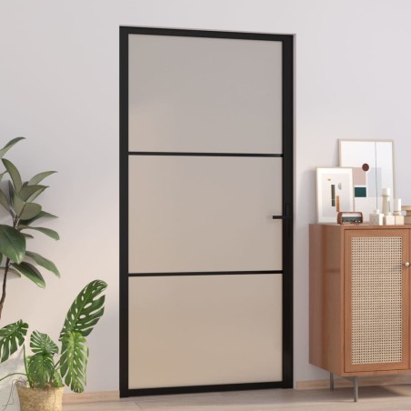 vidaXL Innentür 102,5x201,5 cm Schwarz Mattglas und Aluminium