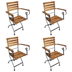 Klappbare Gartenstühle 4 Stk. Stahl und Massivholz Akazie
