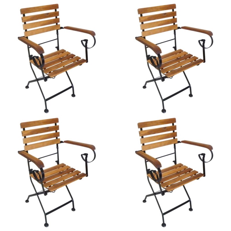 Klappbare Gartenstühle 4 Stk. Stahl und Massivholz Akazie