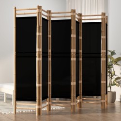 6-tlg. Paravent Faltbar 240 cm Bambus und Canvas