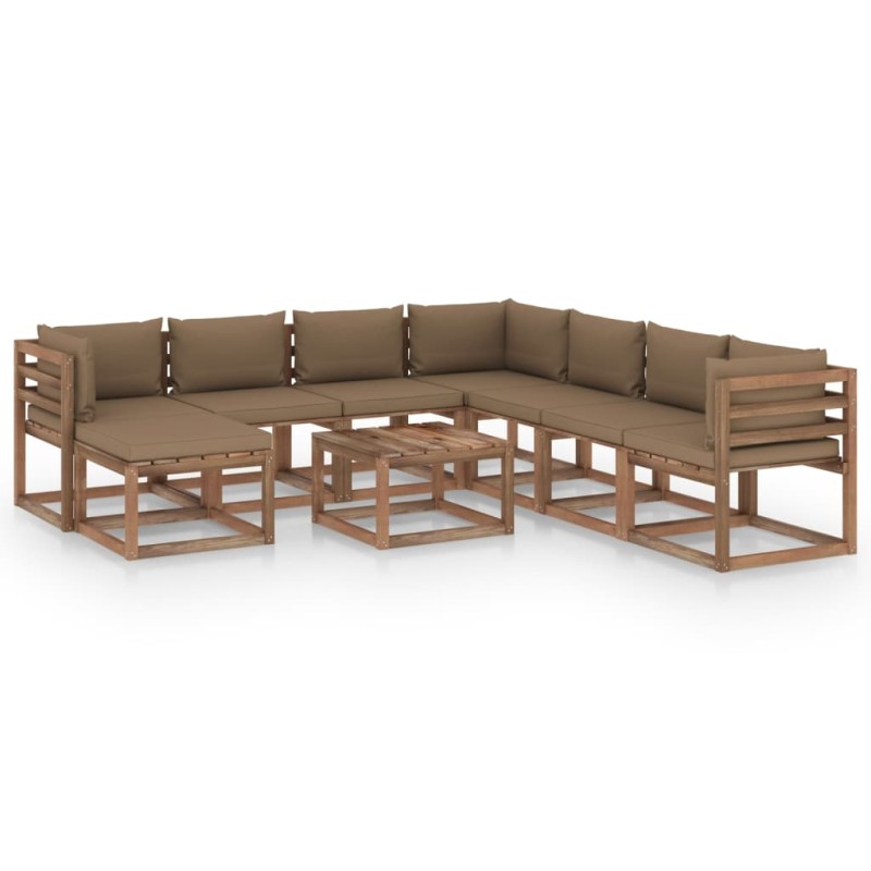 9-tlg. Garten-Lounge-Set mit Kissen Taupe 9-tlg. Garten-Lounge-Set mit Kissen Taupe
