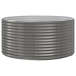 Hochbeet Grau 140x140x68 cm Pulverbeschichteter Stahl