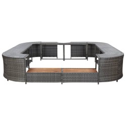 Whirlpool-Umrandung Quadratisch Grau 268x268x55 cm Poly Rattan