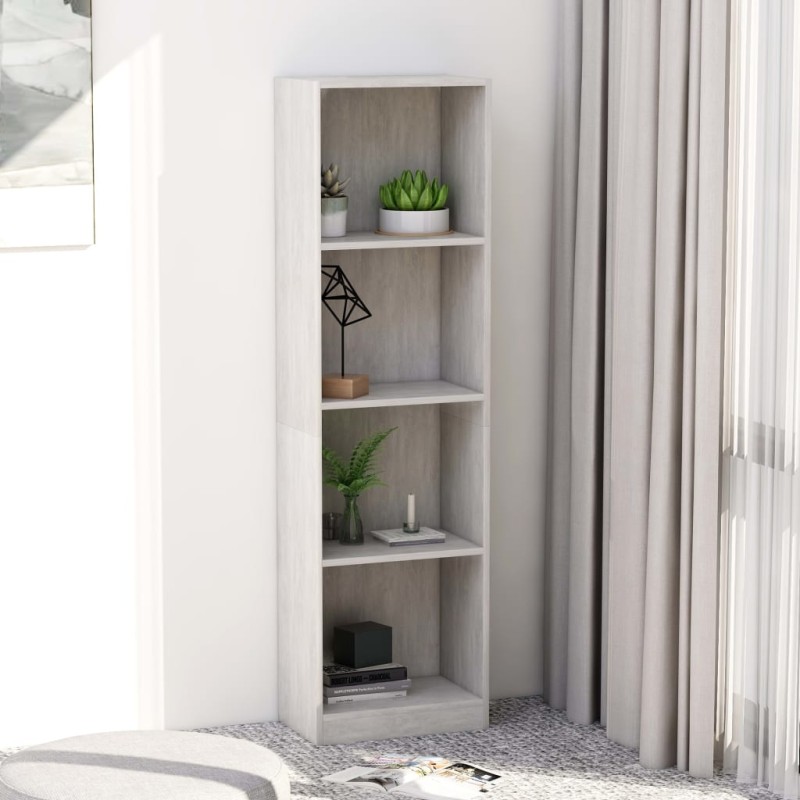vidaXL Bücherregal 4 Fächer Betongrau 40x24x142 cm Holzwerkstoff vidaXL Bücherregal 4 Fächer Betongrau 40x24x142 cm Holzwerkstoff