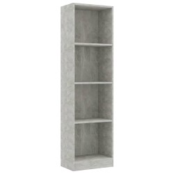 vidaXL Bücherregal 4 Fächer Betongrau 40x24x142 cm Holzwerkstoff