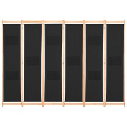 6-teiliger Raumteiler Schwarz 240 x 170 x 4 cm Stoff