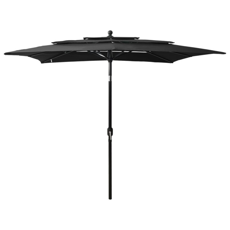 Sonnenschirm mit Aluminium-Mast 3-lagig Schwarz 2,5x2,5 m Sonnenschirm mit Aluminium-Mast 3-lagig Schwarz 2,5x2,5 m