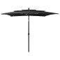 Sonnenschirm mit Aluminium-Mast 3-lagig Schwarz 2,5x2,5 m Sonnenschirm mit Aluminium-Mast 3-lagig Schwarz 2,5x2,5 m