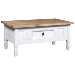 Couchtisch Mexiko-Stil Kiefernholz Weiß 100x60x45 cm