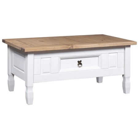 Couchtisch Mexiko-Stil Kiefernholz Weiß 100x60x45 cm