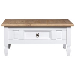 Couchtisch Mexiko-Stil Kiefernholz Weiß 100x60x45 cm
