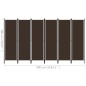 6-tlg. Raumteiler Braun 300x180 cm 6-tlg. Raumteiler Braun 300x180 cm