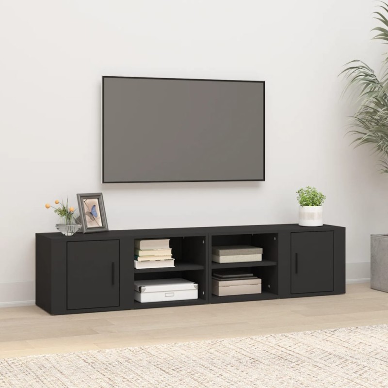 TV-Schränke 2 Stk. Schwarz 80x31,5x36 cm Holzwerkstoff TV-Schränke 2 Stk. Schwarz 80x31,5x36 cm Holzwerkstoff
