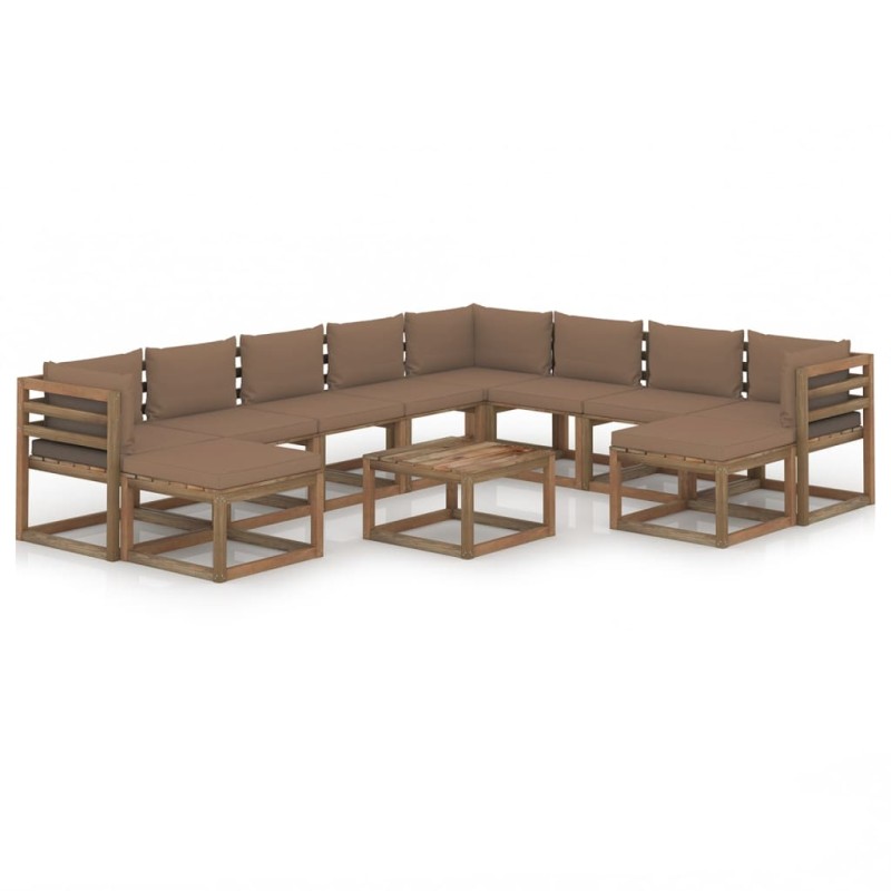 11-tlg. Garten-Lounge-Set mit Kissen Taupe 11-tlg. Garten-Lounge-Set mit Kissen Taupe