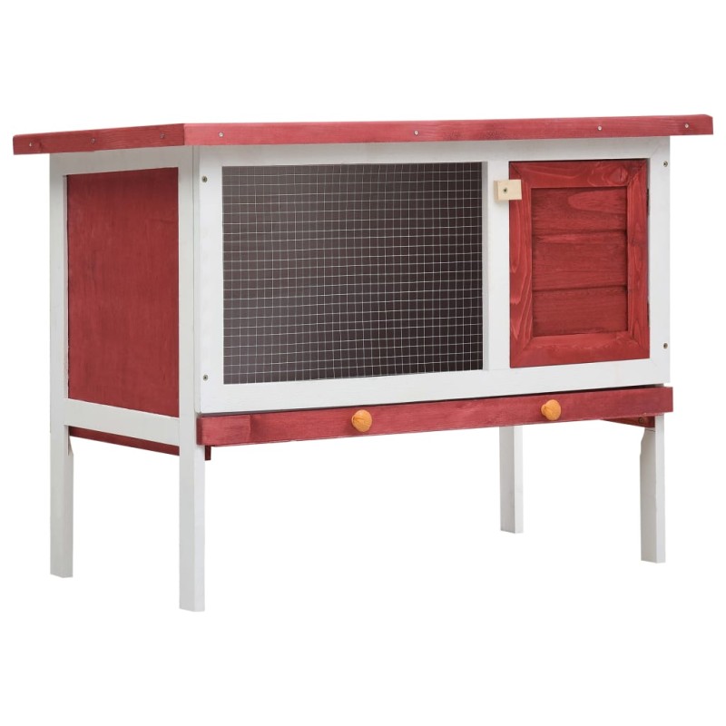Kaninchenstall 1 Ebene Rot Holz Kaninchenstall 1 Ebene Rot Holz