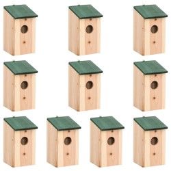 vidaXL Vogelhäuser 10 Stk. Tanne Massivholz 12x12x22 cm
