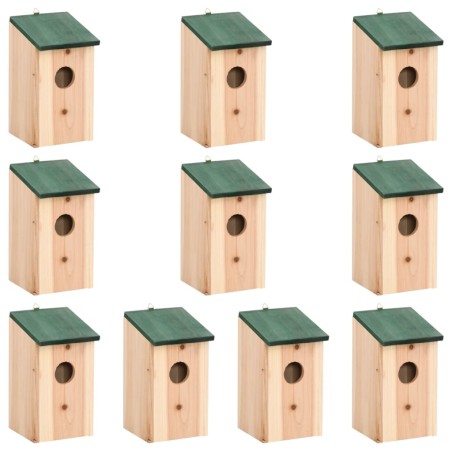 vidaXL Vogelhäuser 10 Stk. Tanne Massivholz 12x12x22 cm
