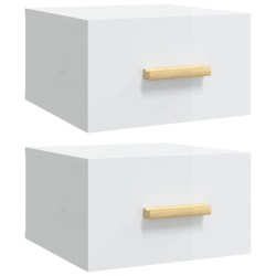 vidaXL Wand-Nachttische 2 Stk. Hochglanz-Weiß 35x35x20 cm