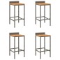Barhocker 4 Stk. Grau Poly Rattan und Massivholz Akazie Barhocker 4 Stk. Grau Poly Rattan und Massivholz Akazie