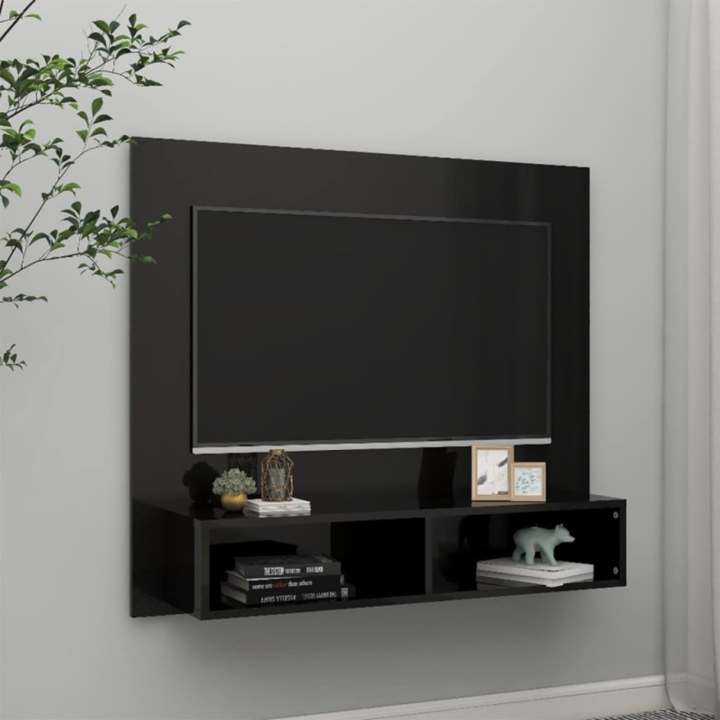 TV-Wandschrank Hochglanz-Schwarz 102x23,5x90 cm Holzwerkstoff TV-Wandschrank Hochglanz-Schwarz 102x23,5x90 cm Holzwerkstoff