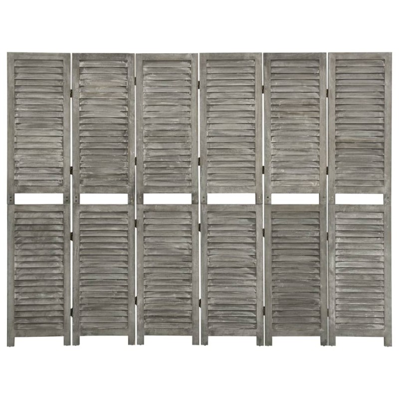 6-tlg. Raumteiler Grau 214x166 cm Massivholz 6-tlg. Raumteiler Grau 214x166 cm Massivholz